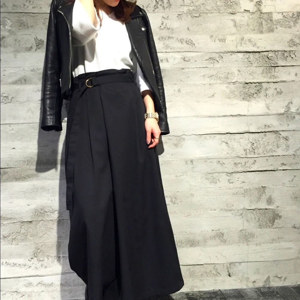 Hare (Japanese Brand) Hakama Pants -Black Wide-Leg Belted Palazzo Pants - Women